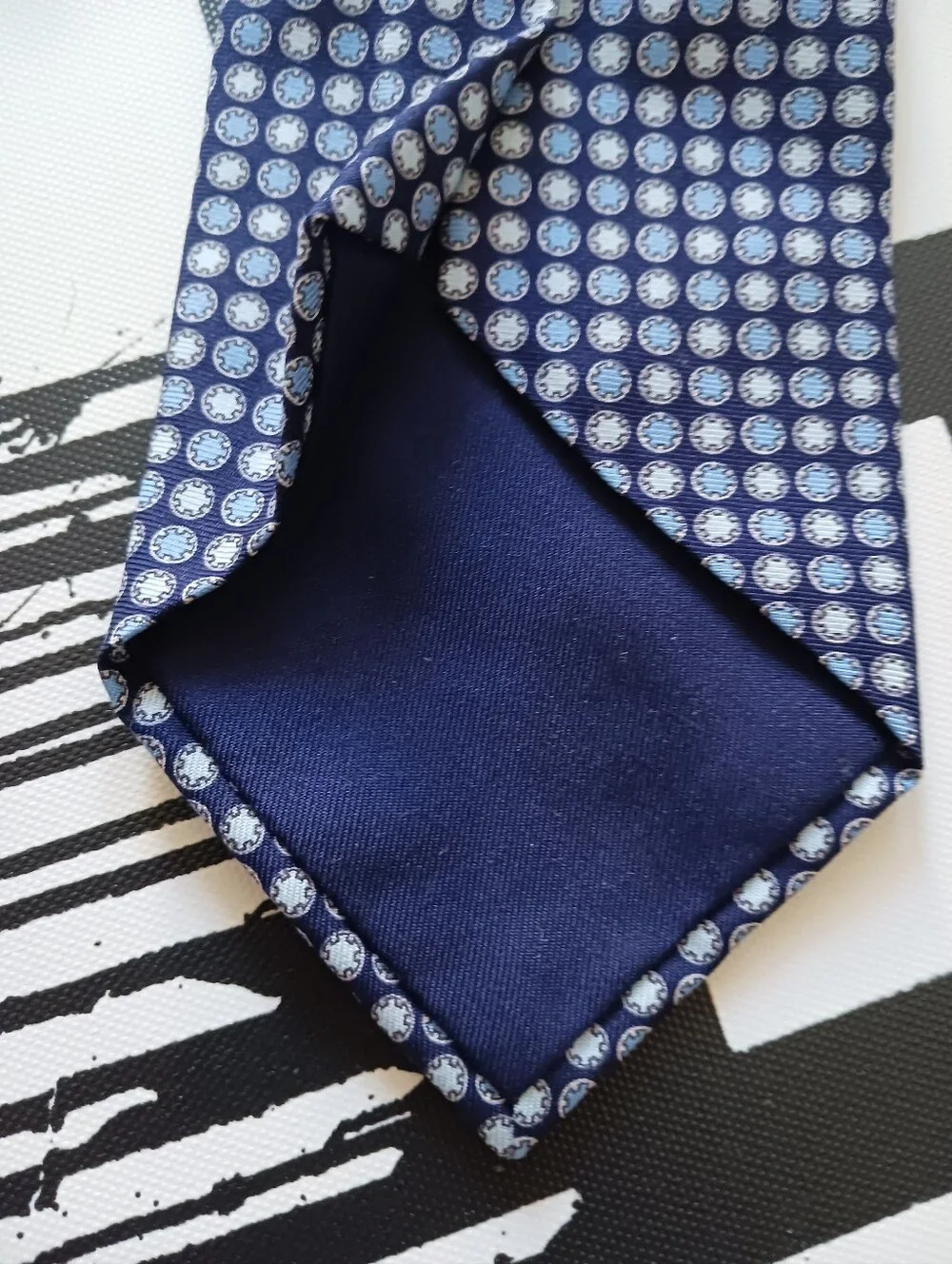 Hermes Cassette Tape Classic Blue Micro-Pattern Men’s Tie, 645870 SA, France